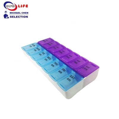 High quality Plastic 7 Days weekly Pill Box  14 Compartments daily use stock available reminder
