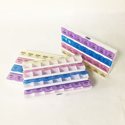 Weekly pill box 28 pill storage cases smart pill box organizers 4 cases MORN NOON EVE BED  detach button medicine case