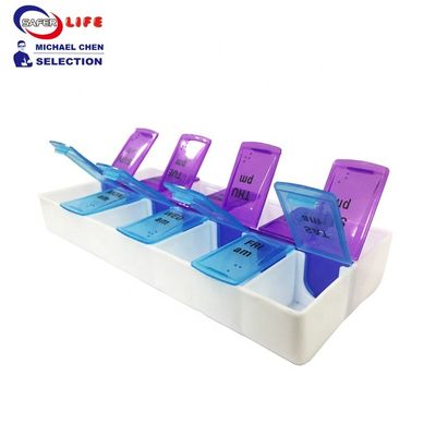 High quality Plastic 7 Days weekly Pill Box  14 Compartments daily use stock available reminder
