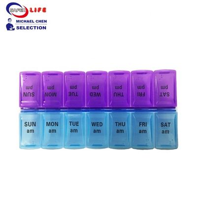 High quality Plastic 7 Days weekly Pill Box  14 Compartments daily use stock available reminder