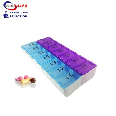 High quality Plastic 7 Days weekly Pill Box  14 Compartments daily use stock available reminder