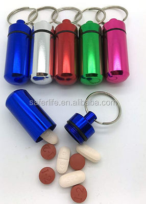 Medical portable promotion pill box keychain aluminum pill case medicine box