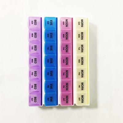 Weekly pill box 28 pill storage cases smart pill box organizers 4 cases MORN NOON EVE BED  detach button medicine case
