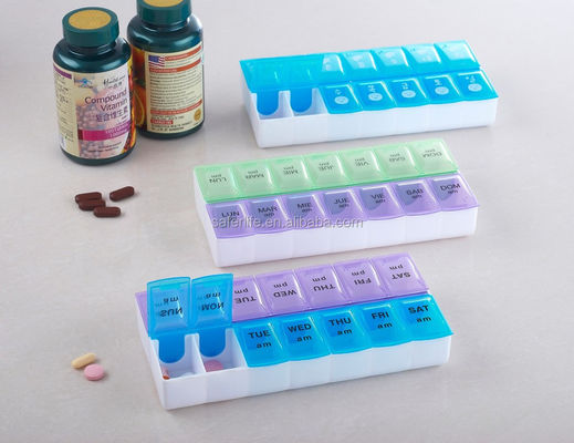 Wholesale gift premium  detachable am pm pill box  morning afternoon pill box promotion oem weekly pill box
